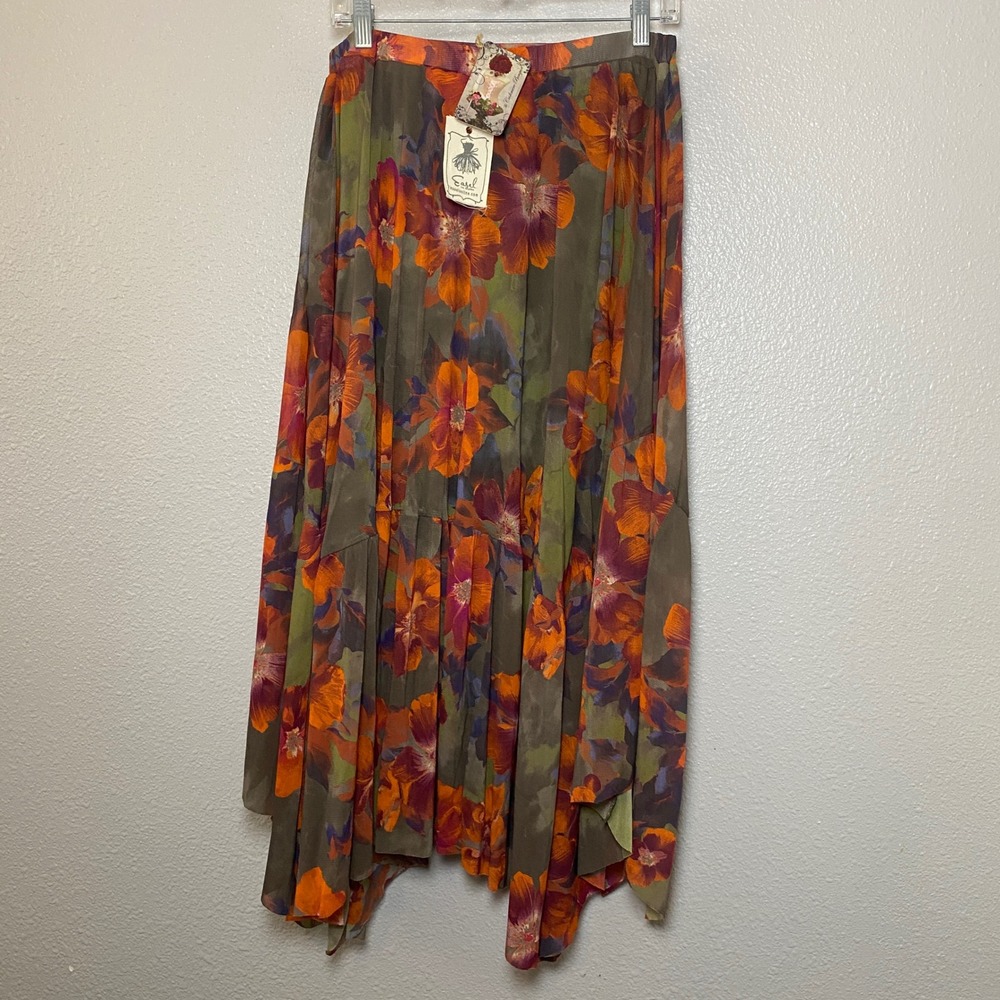 NWT Easel Green Asymmetrical Skirt Large Fairycore Forest Fairy Grunge Bohemian